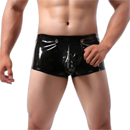 Open-Front Leather Boxer Briefs