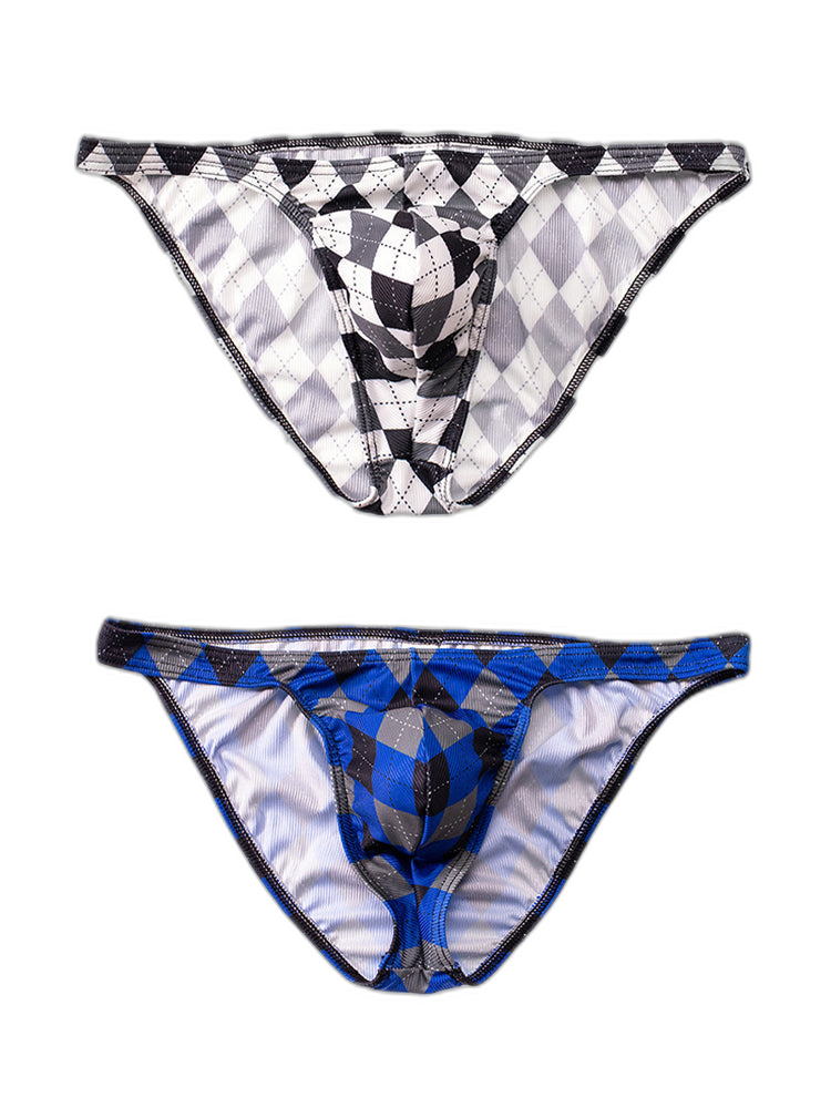 Rhombus Check Pattern Pouch Briefs