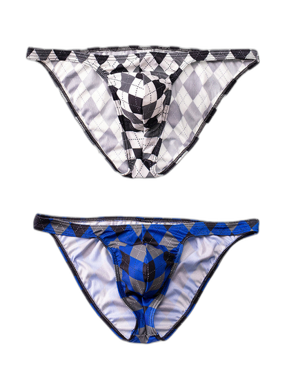 Rhombus Check Pattern Pouch Briefs