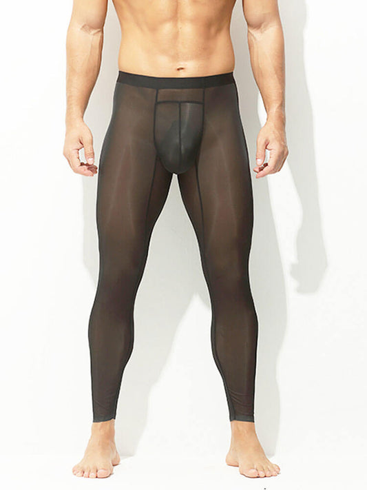 Men's Sheer Ice Silk U-Bulge Pouch Slim-Fit Pants