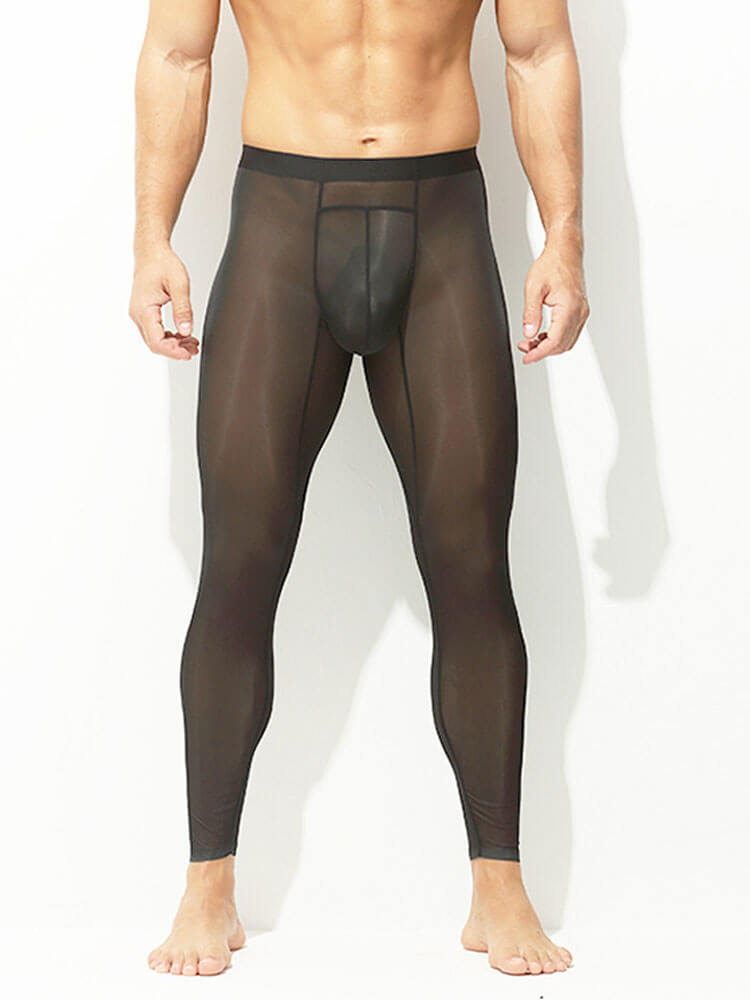 Men's Sheer Ice Silk U-Bulge Pouch Slim-Fit Pants