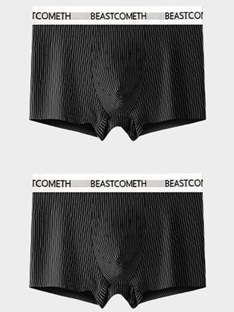 Men's Breathable Striped Antibacterial Cotton Boxer Briefs