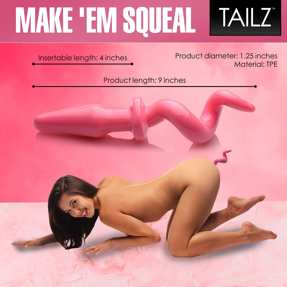 Pink Pig Tail Butt Plug