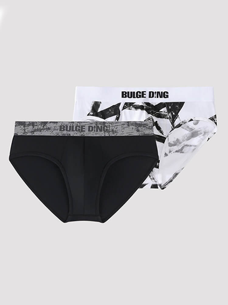 Men's Trace Belt Printed Colorblock Elastic Briefs
