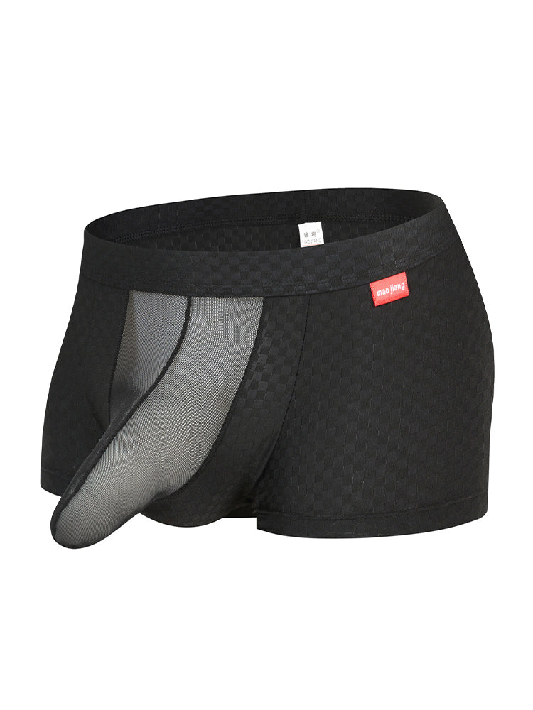Men's Low-Rise Mesh Trunks – Breathable Nylon with 3D Pouch Support