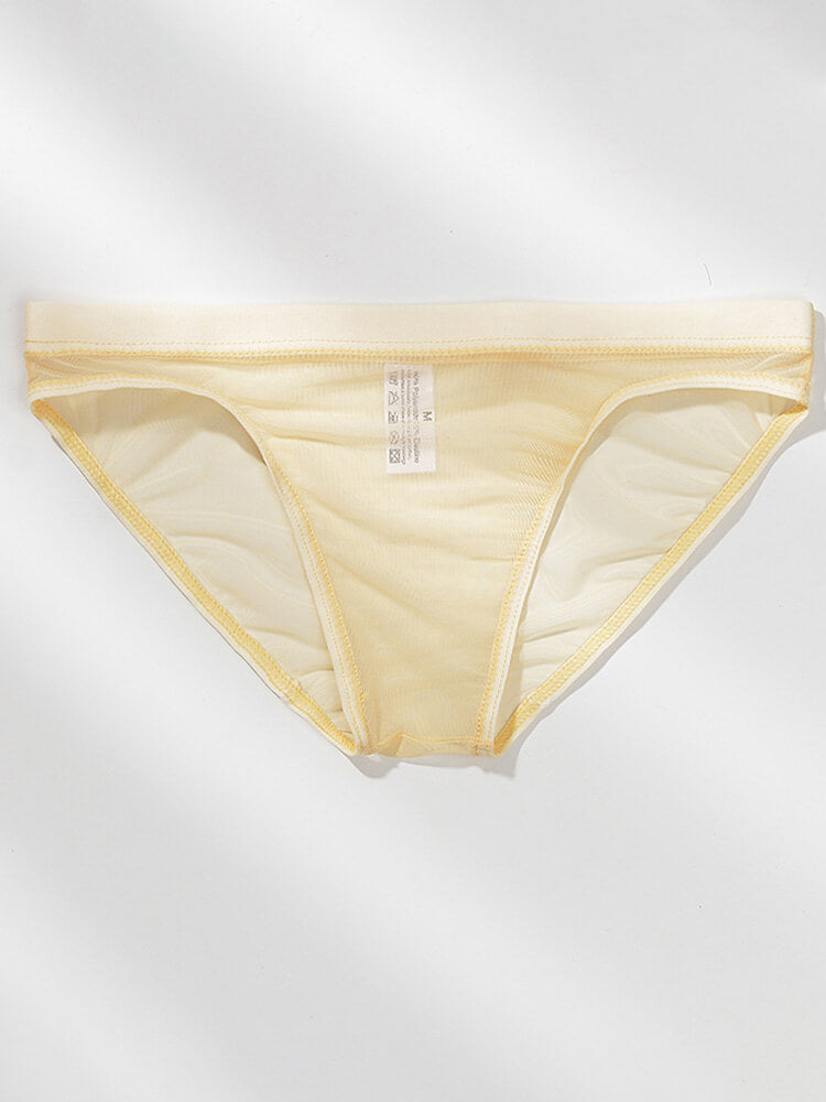 Men's Sexy Sheer Mesh Solid-Color Briefs