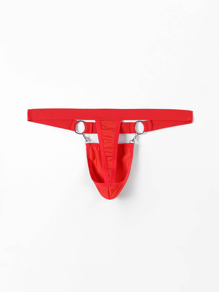Men's Double Ring Splicing Solid Color Sexy Thong