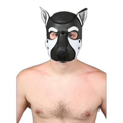 Mr S Leather NEOPRENE FRISKY Puppy Hood | Black & White