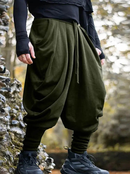 Men's High-Street Loose-Fit Draped Harem Pants