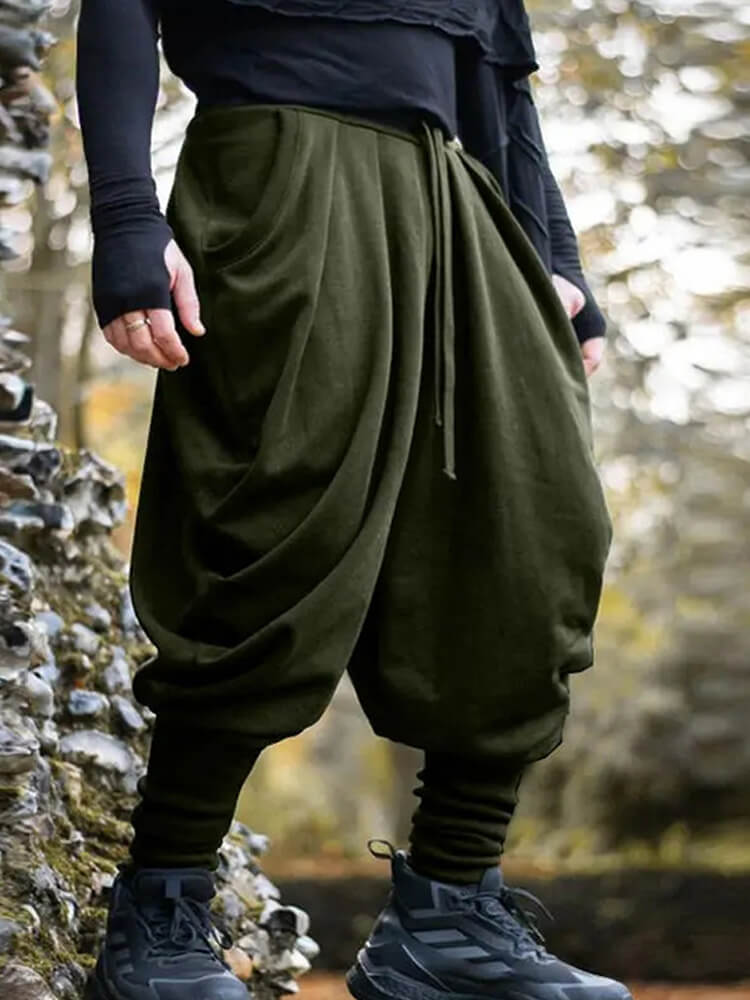 Men's High-Street Loose-Fit Draped Harem Pants