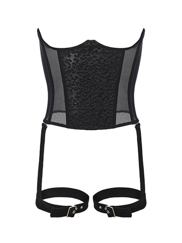 Men's Sexy Flocked Leopard Print Waistband Thong Set