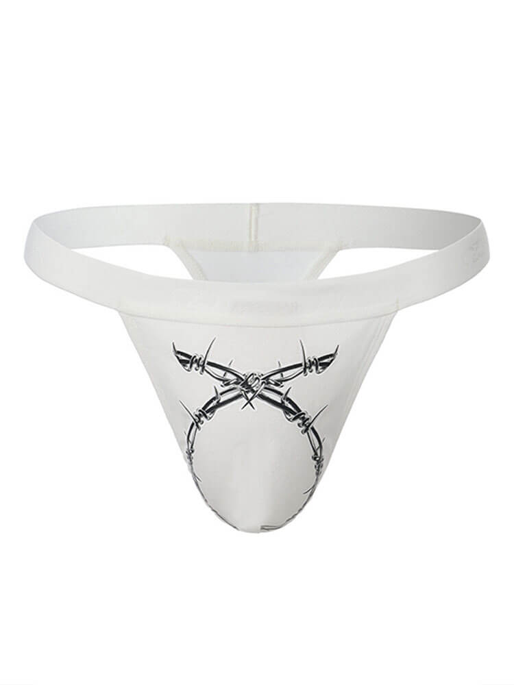 Men's Sexy Thorns Print Pouch High Fork Thong