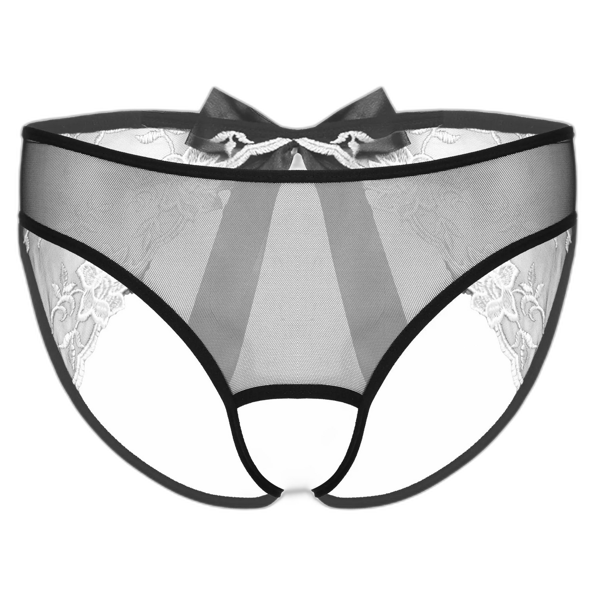 Open Crotch Embroidered Mens Lace Briefs