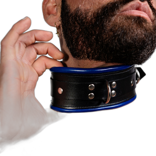 ruff GEAR Leather Padded Neck Collar Blue