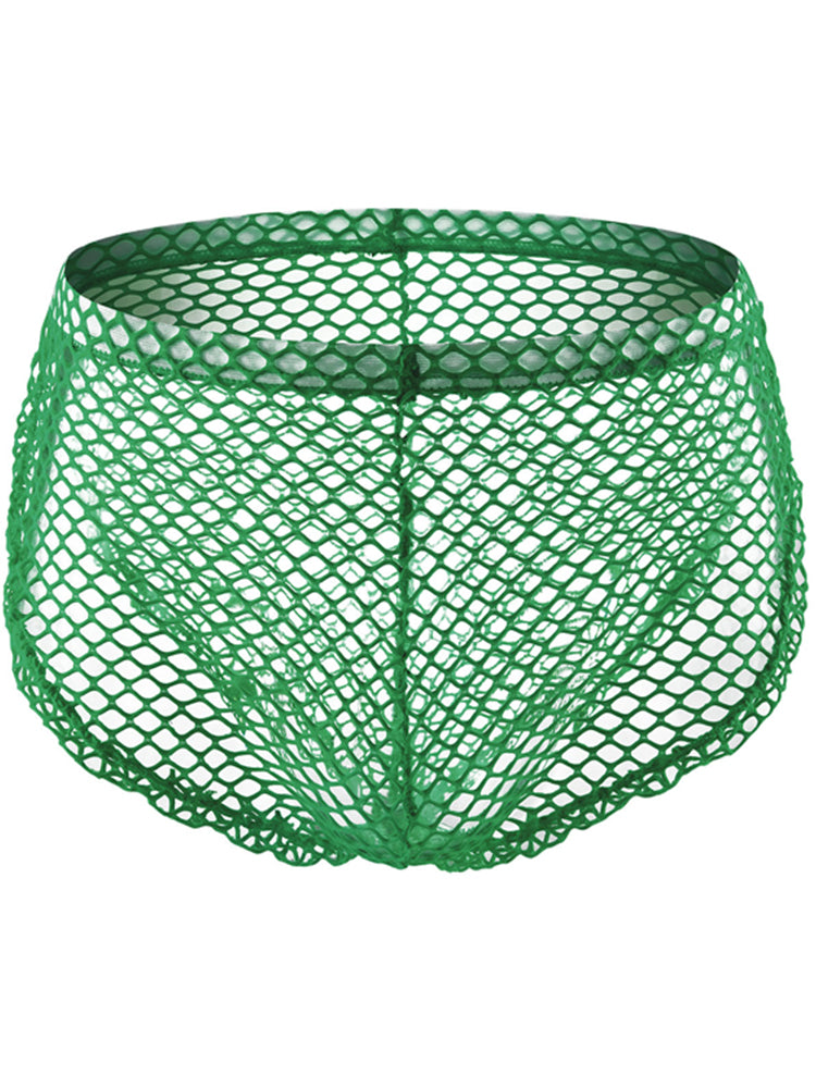 Men's Erotic Mesh Button Side Split Boxer Briefs