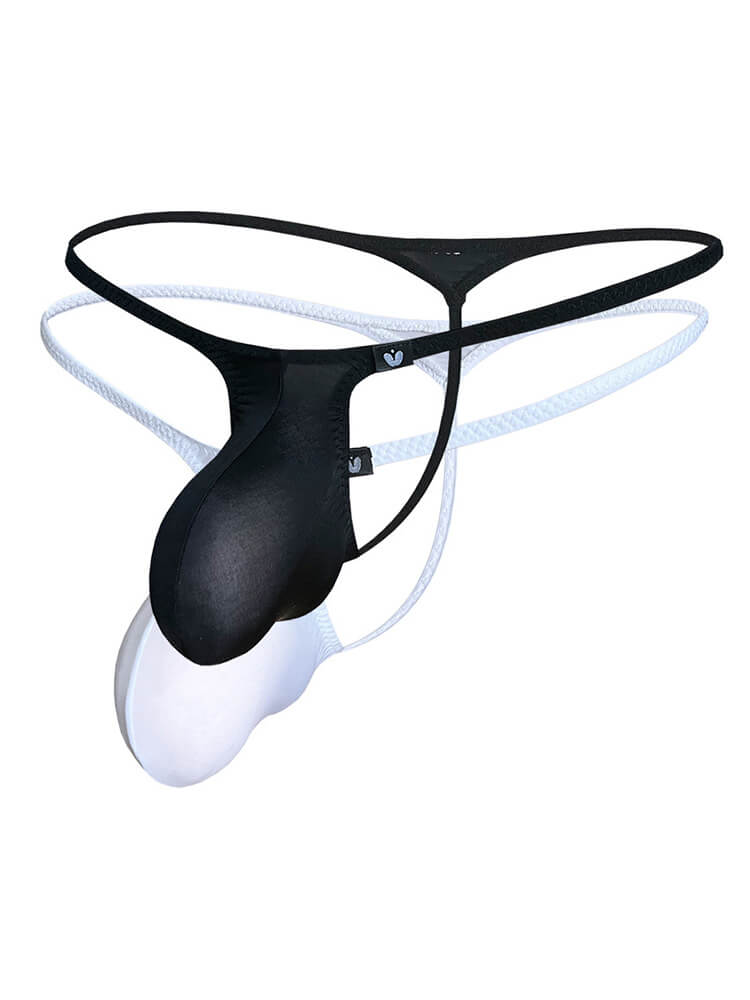 Men's Low-Rise Large-Pouch Sexy Ice Silk Thong