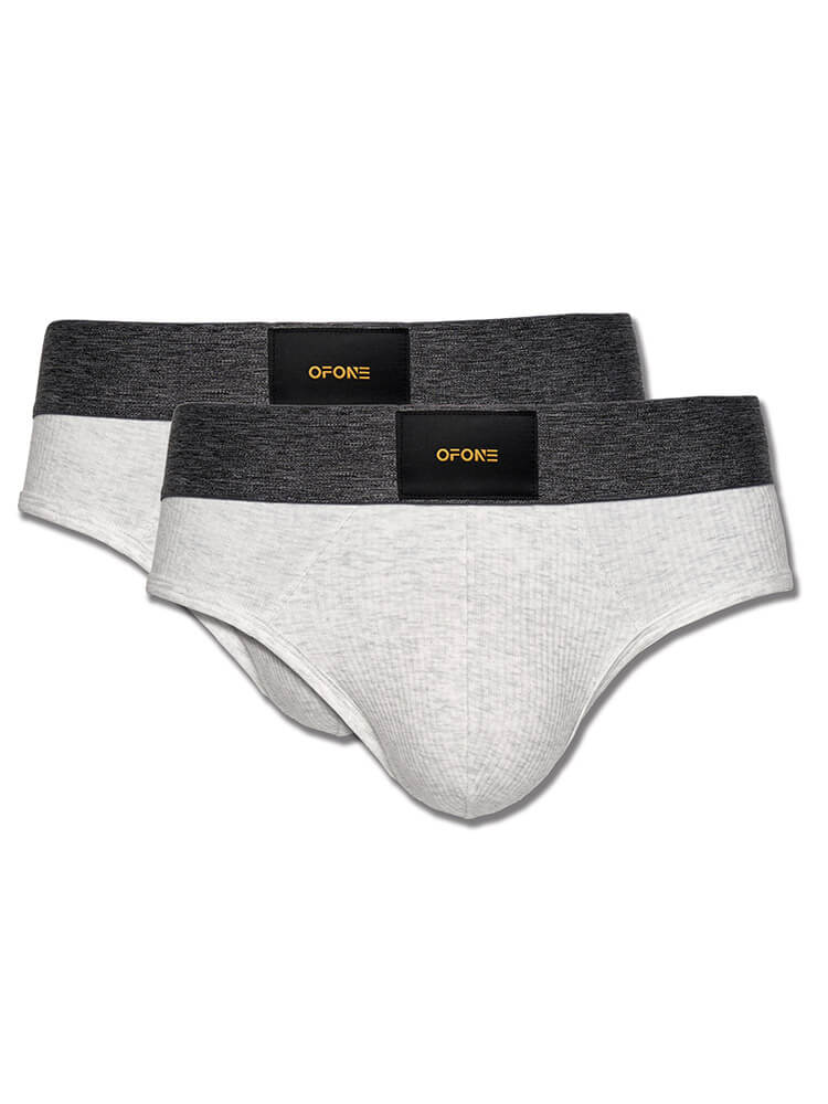 Men's Fashionable Wide Belt Ribbed Cotton Briefs