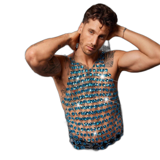 Blue Gemstone Chain Tank