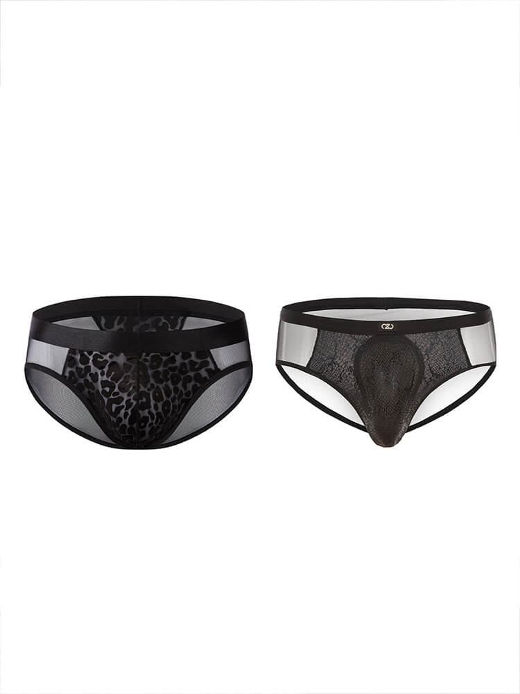 Men's Sexy High-Cut Animal Print Breathable Briefs Set