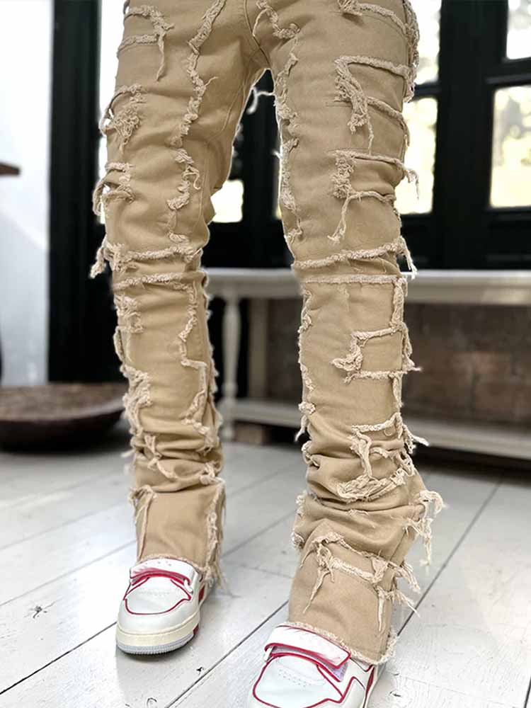 Men's Street Fashion Patch Straight Jeans
