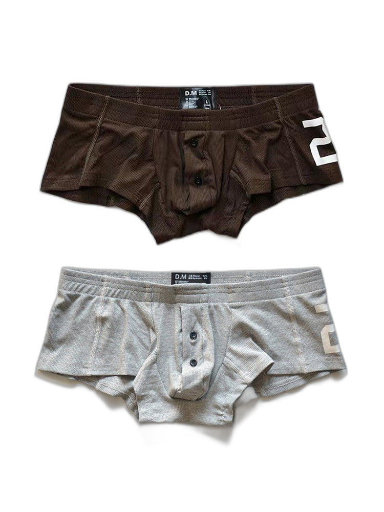 2-pack Men's Solid Color Comfortable Button-down Trunks
