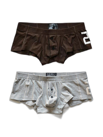 2-pack Men's Solid Color Comfortable Button-down Trunks