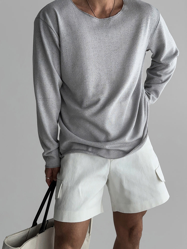 Men's Loose Breathable Long-sleeved Knitted T-shirt 