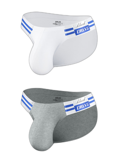 2-pack Men's High-cut Cotton Navy Striped Stretch Briefs