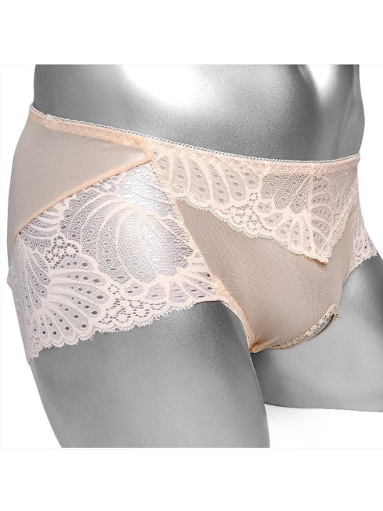 Men's Ultrathin Lace Open Crotch Briefs