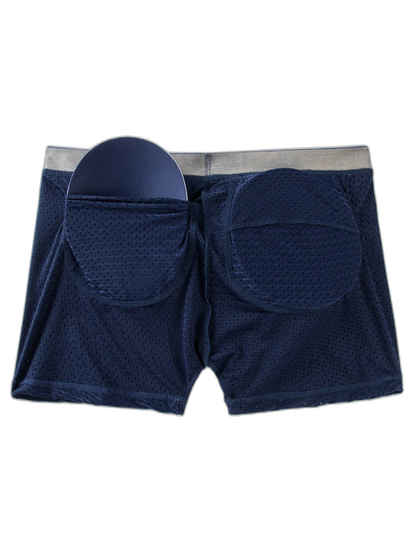 Sponge Cushion Mesh Buttock Boxer Briefs