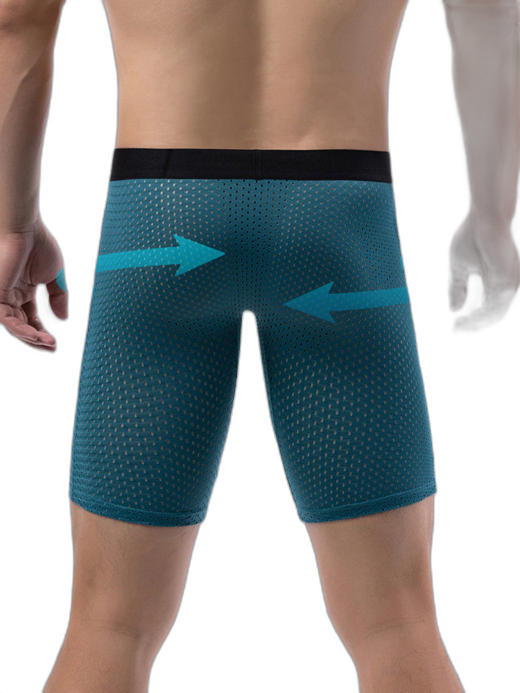 3 Pack Men’s Anti-chafing Mesh Long Boxer Briefs