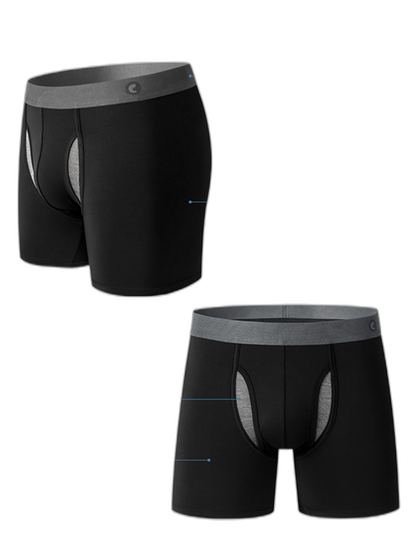 Breathable Sports Boxer Briefs with Open Fly