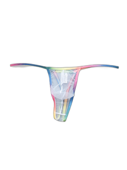 3-pack Men's Sexy Rainbow Transparent Convex Pouch Breathable Thong