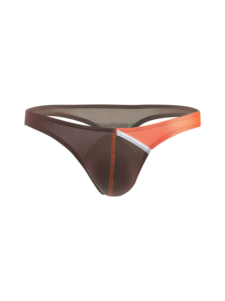 Men's Sexy Low-Rise Color-Block Ice Silk Thong