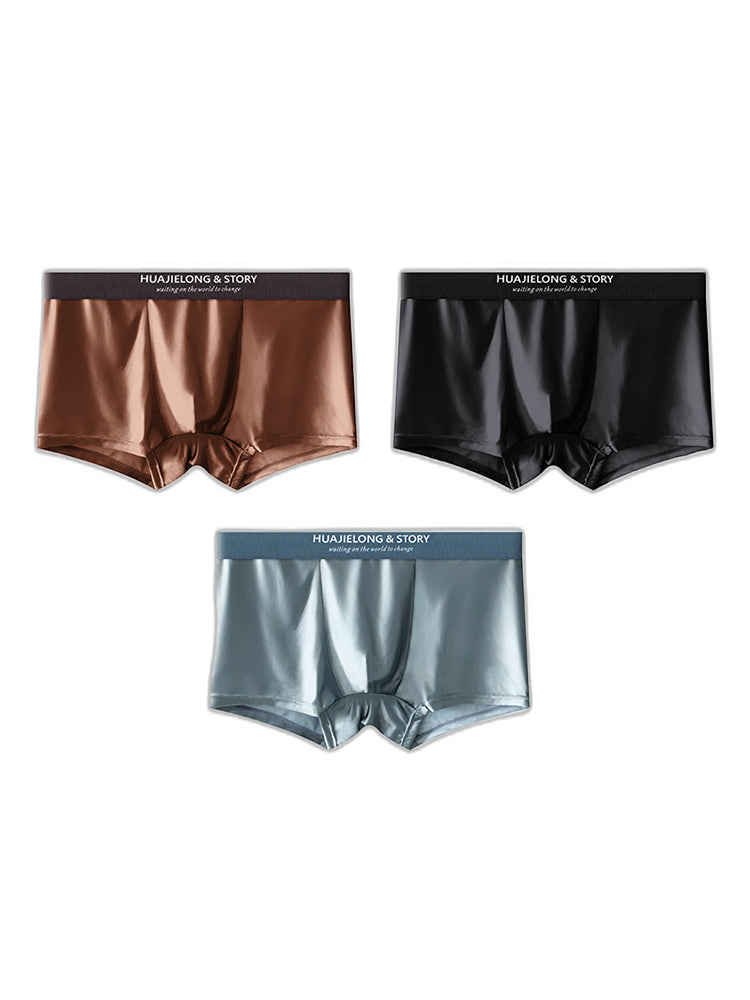 3 Pack Men's Solid-Color Breathable Trunks