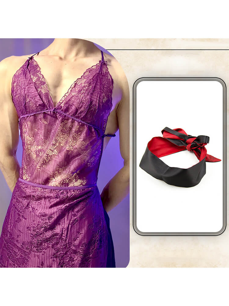 Men's Lace Hollow-Out Camisole Pajama Set