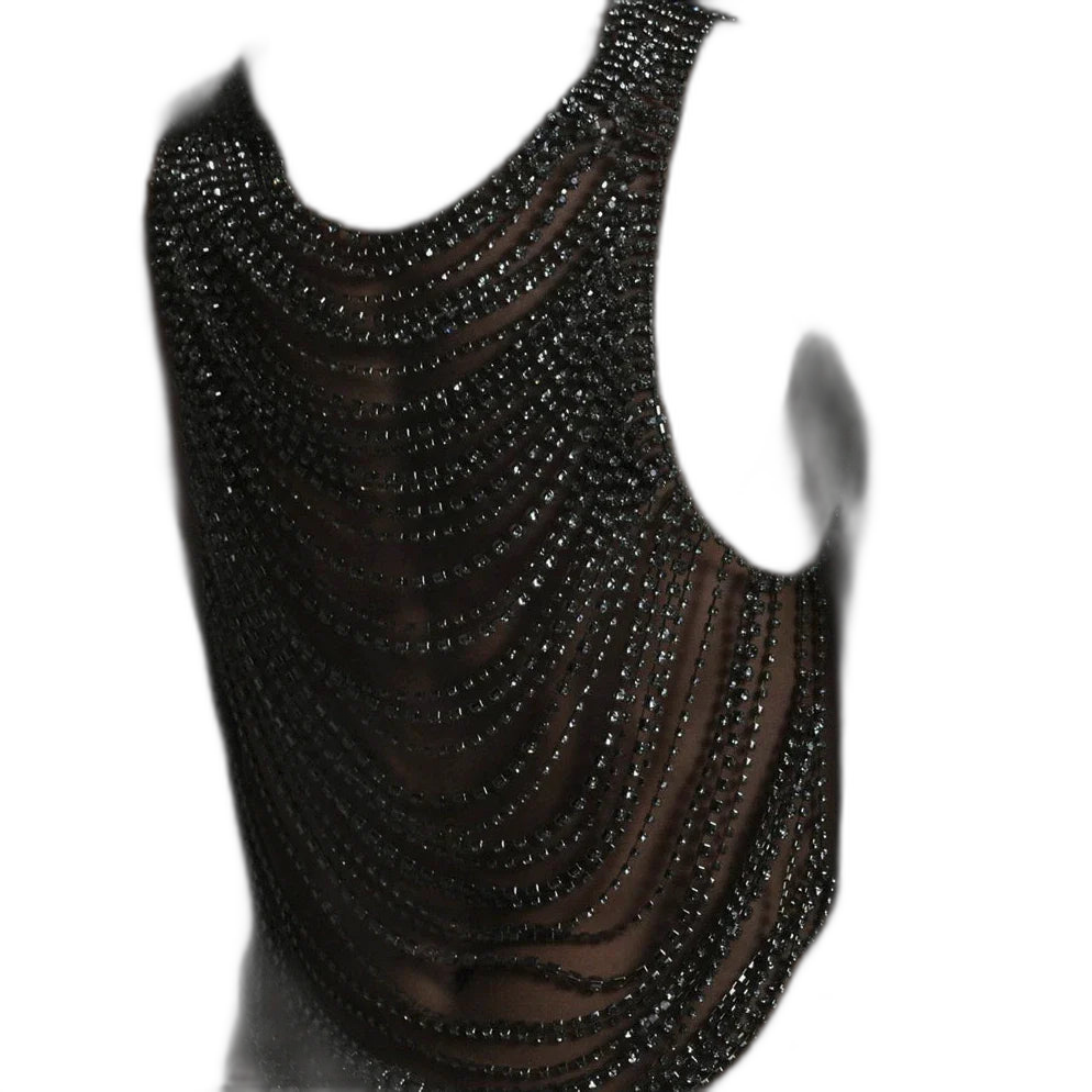 Rhinestone Drape Chain Top