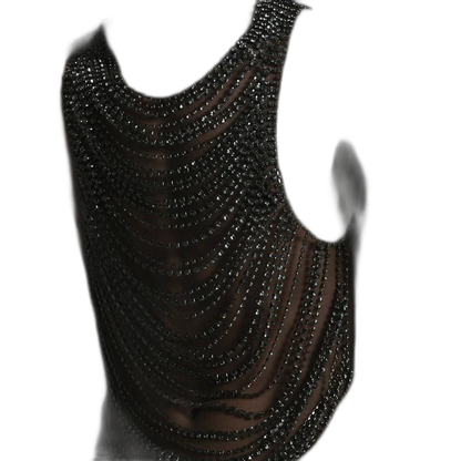 Rhinestone Drape Chain Top