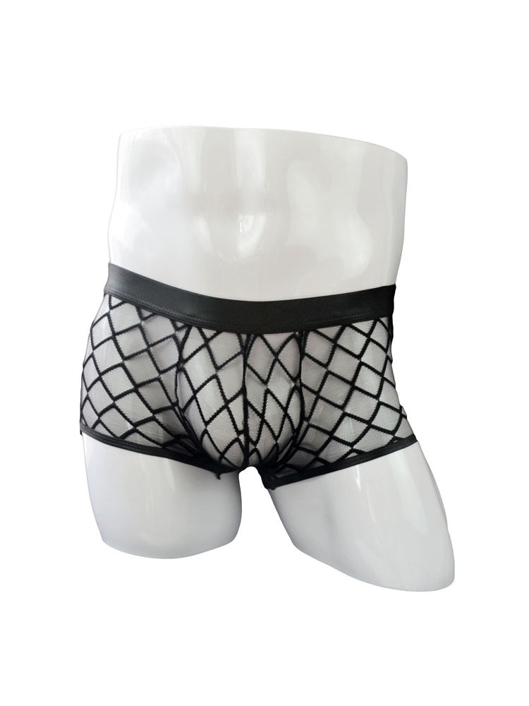 Lace Check Sheer Mesh Boxer
