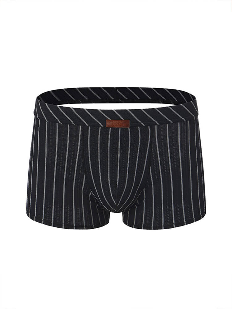 Men's Striped Cutout Exposed Buttocks Sports Boxer Briefs