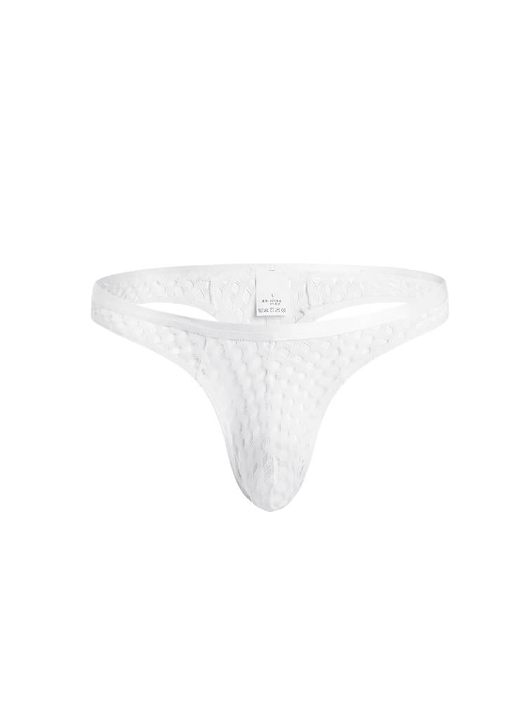 Men's Sexy Solid Color Hollow Mesh Thong