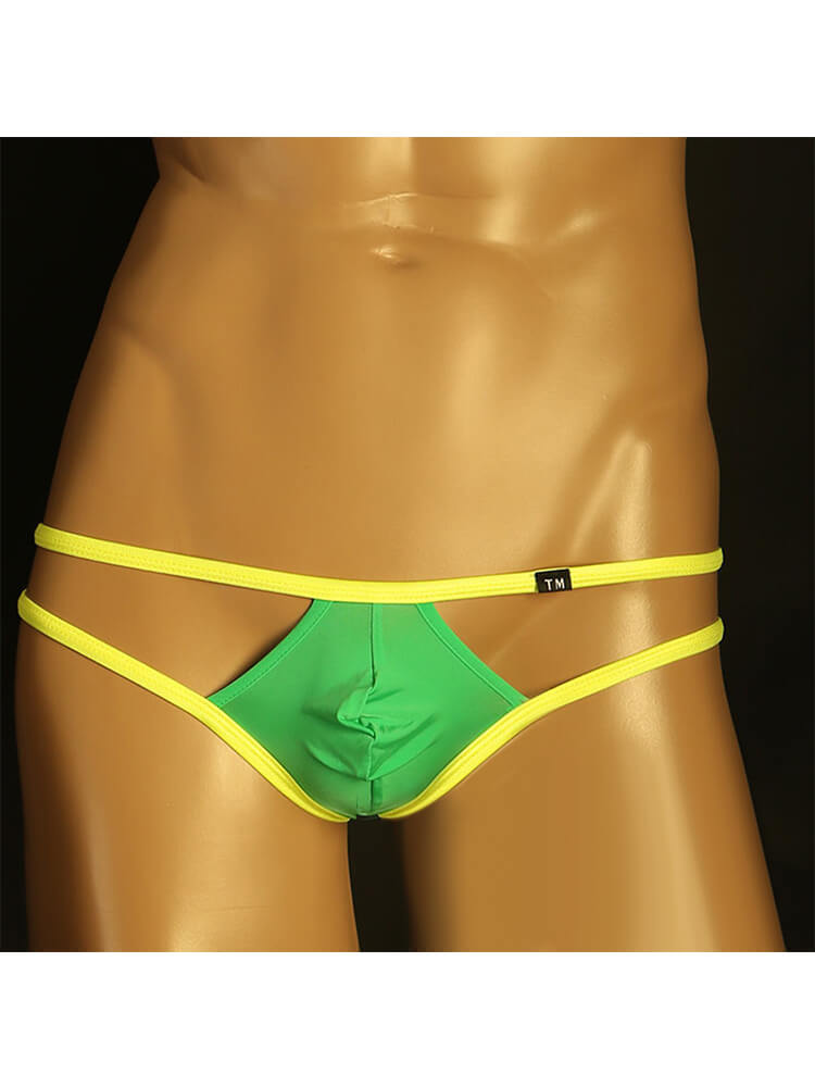 Men's Double Thin Strap Pouch Colorblock Briefs