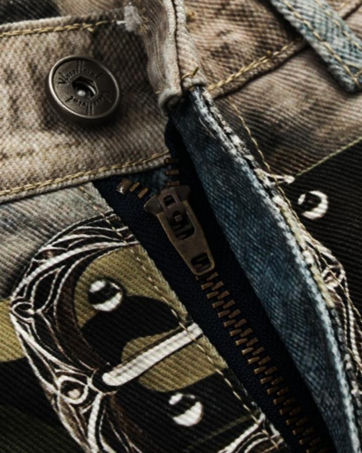American High-Street Heavy-Duty Metal Chain Printed Pants