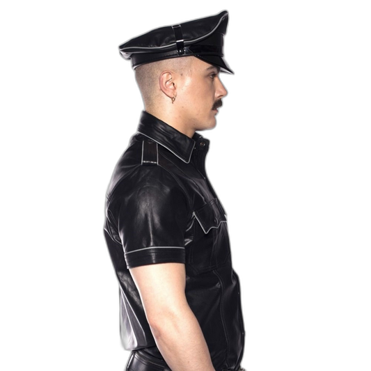 Prowler RED Leather Police Shirt Black Grey XS