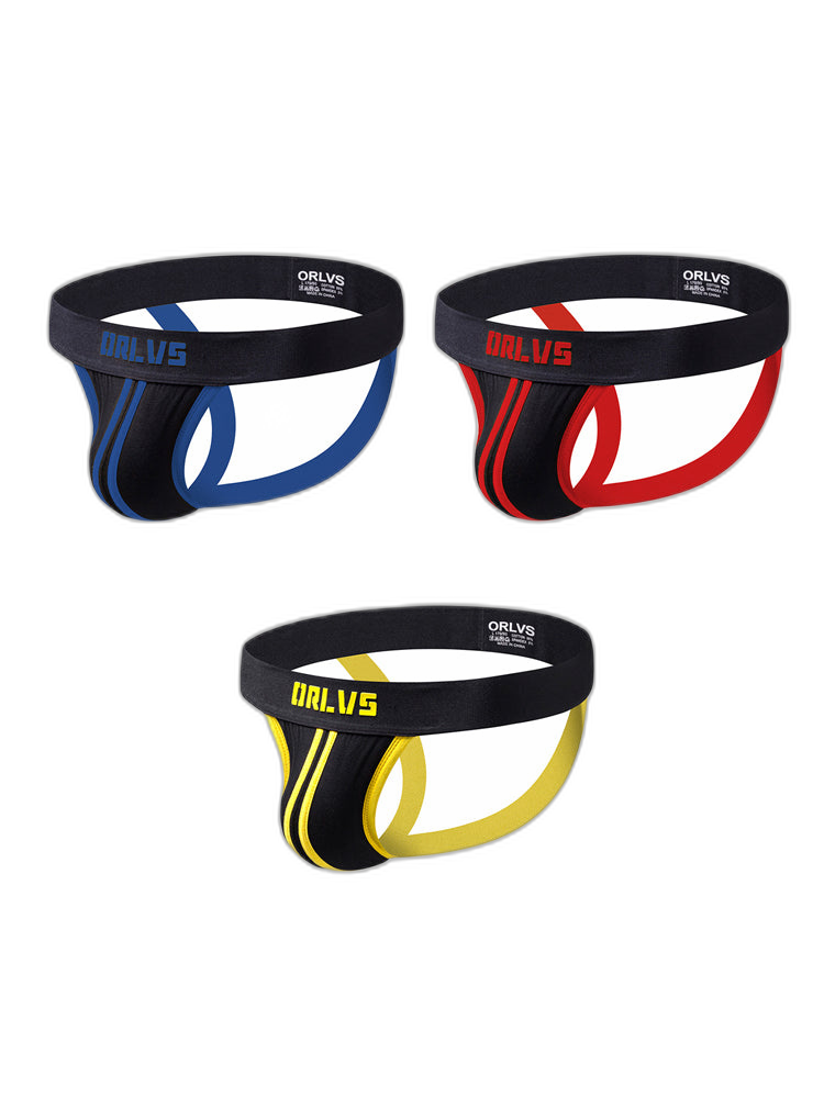 3 Pack Men's U-Pouch Striped Sexy Jockstraps