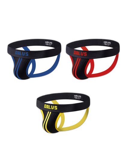 3 Pack Men's U-Pouch Striped Sexy Jockstraps