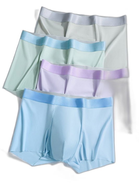 4-Pack Men's Stretch Fit Anti-Odor Seamless Ice Silk Trunks
