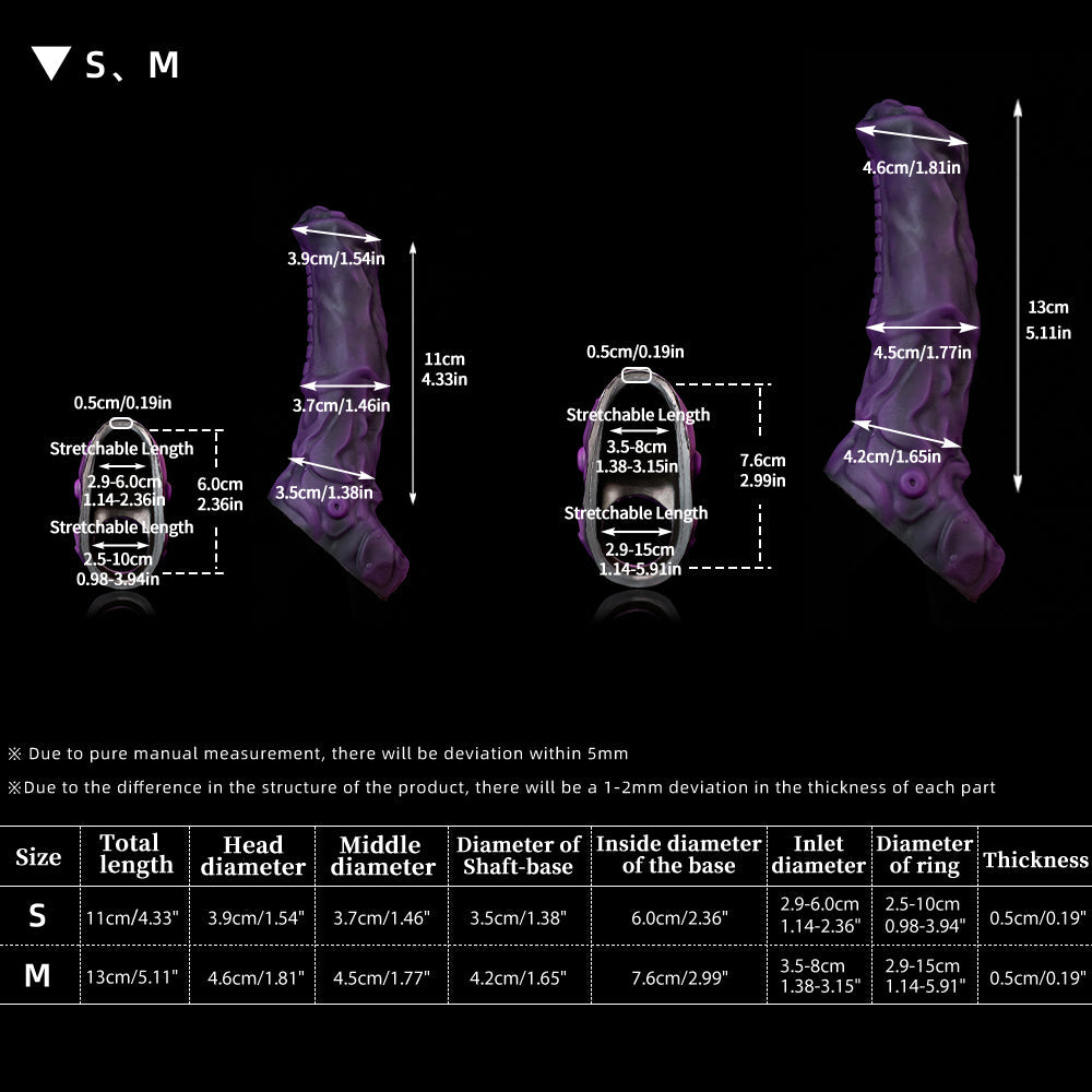 Nothosaur IRONN 025 - 4-5 Inch Penis Extension Sleeve - Centaur Cock Sleeve - Silicone Sleeve with Ring