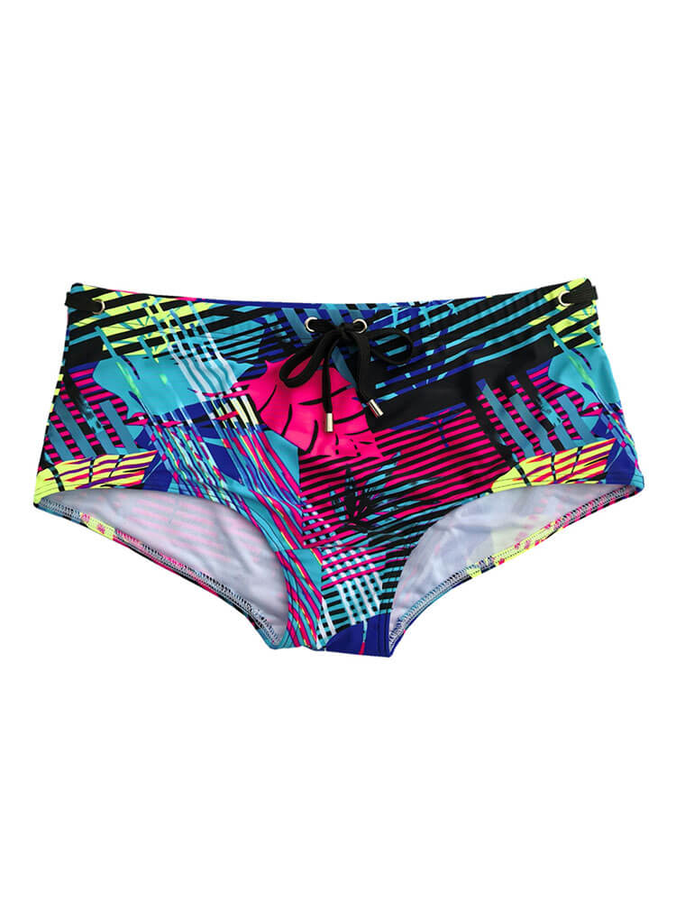 Men's Sexy Nature-Print Tight Beach Swim Trunks