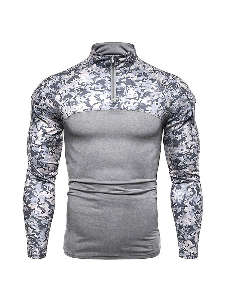 Men's Camouflage Colorblocked Long-Sleeve Top